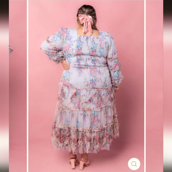 CATHERINE DRESS IN BLUE FLORAL- 1X - Picture 7 of 7